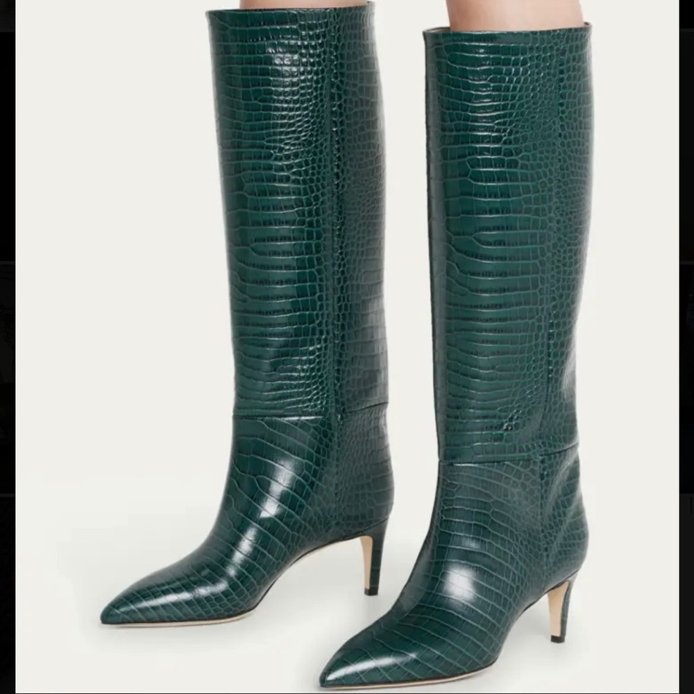 BNIB Paris Texas Knee High Green Croc Boots